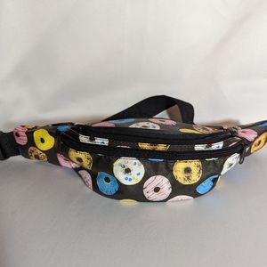 Donut Fanny Pack Adjustable Lots Of Space black with colorful donuts.